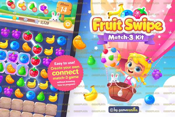 Fruit Swipe Match 3 Kit Unity Assets Source